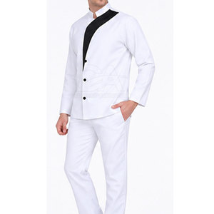 Ensemble de vêtements de travail pour chef en gros, pour le personnel de cuisine de restaurant, veste professionnelle à manches longues en polyester/coton, pantalon et tablier - Product Image 3