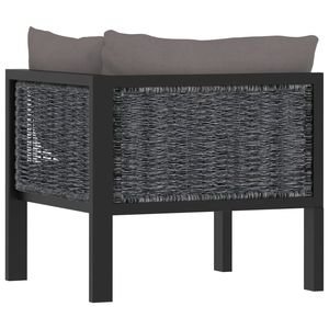 Divano Angolare in Polyrattan Antracite con Struttura in Alluminio, Tessuto 100% Poliestere per Arredamento da Esterno - Product Image 4
