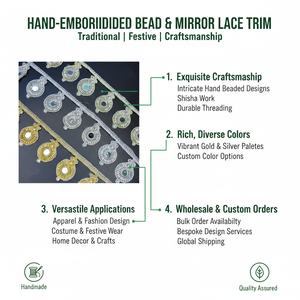 Tissu en Tulle Brodé de Perles et de Dentelle Florale 3D avec Paillettes pour Robe de Mariée Haute Couture et Robe de Soirée Africaine – Vente en Gros - Product Image 6