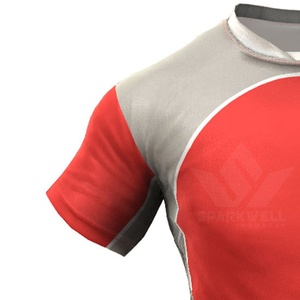 Custom Men's Red Gray Sublimated Soccer Jersey Short Sleeve Quick Dry Moisture Wicking <b>Athletic</b> Fit Team Football Training Shirt - Product Image 4