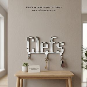 UNICA ARTWARE Clefs Word - Gancho de pared para llaves, de metal, con 3 ganchos, diseño minimalista, decoración para la entrada, montaje en pared - Product Image 1