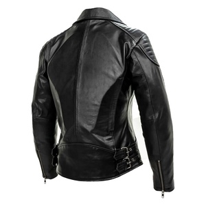 แจ็กเก็ตหนังแกะแท้สำหรับผู้ชายเสื้อแจ็กเก็ตแฟชั่นสไตล์บอมเบอร์แบบสั้นสำหรับผู้หญิงขี่รถจักรยานยนต์ - Product Image 2