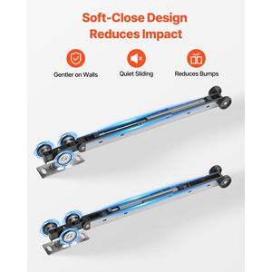 Kit Binario per Porta Scorrevole a Scomparsa da 144 cm con Meccanismo di Chiusura Ammortizzata per Scorrimento Fluido e Silenzioso - Product Image 3