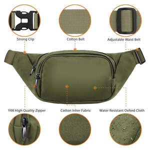 Riñonera Grande Impermeable de Poliéster para Hombre y Mujer, Bolso Cruzado de Pecho con 3 Bolsillos con Cremallera, Riñonera Deportiva de Viaje - Product Image 4