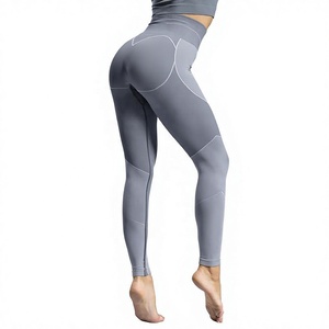 Conjunto de Yoga Gris Sólido Tallas Grandes Sin Costuras Impermeable Transpirable Top Corto Leggings Largos Cintura Alta Elástico en Cuatro Direcciones Contraste - Product Image 5