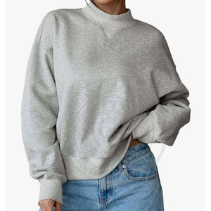 Sweat-shirt en coton épais à col montant, coupe oversize, unisexe, streetwear, sweat à capuche pour femme, logo brodé, impression en relief, pull d'hiver - Product Image 5