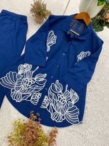 Nuevo Conjunto de Diseño para Mujer, Ropa de Fiesta Bordada, Conjunto de Cordón de Algodón y Mezclilla, Listo para Usar, de Secado Rápido, Elástico, Reversible, Sin Arrugas - Product Image 5