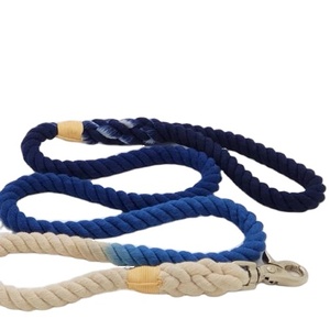 Beautifully Handmade 100% Cotton Rope <b>Dog</b> <b>Leash</b> - Multi-Color Gold Hardware Indigo Ombre Rope <b>Dog</b> <b>Leash</b>, Adjustable - Product Image 1