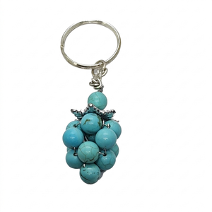 Porte-clés en cristal de haute qualité, pierre turquoise bleu ciel, perles de pierre naturelle, porte-clés de guérison pour femmes - Product Image 1