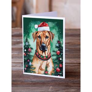 Whimsical A7 tamaño 5x7 Paquete de 8 tarjetas de felicitación de Navidad Rhodesian Ridgeback en blanco con sobres TARJETAS DE NOTAS - Product Image 2