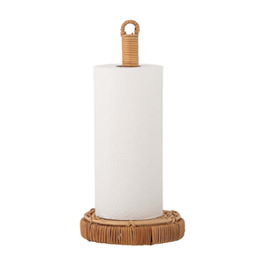 Wholesale Handmade Rattan <b>Kitchen</b> <b>Paper</b> Holder, Vertical Wood Tissue Roll Stand Organizer For Countertop Vietnam - Product Image 1