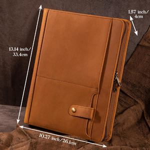 Personalized Top Grain Leather Portfolio A4 Custom Folder <b>Notepad</b> Case Business Padfolio Document Organizer - Product Image 2