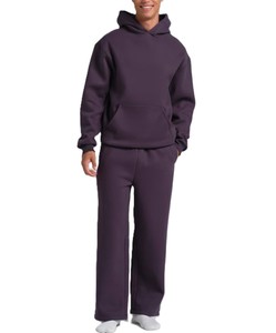 Sweat-shirt à capuche unisexe violet avec logos personnalisés, manches classiques, couleur unie, poche avant, vêtement décontracté en molleton de coton - Product Image 5