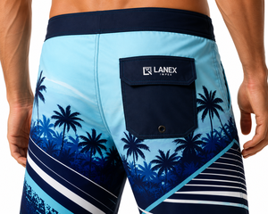 Custom <b>Men's</b> Tropical Palm Print Board <b>Shorts</b> Quick Dry 4 Way Stretch Surf Swim Trunks Beach Boardshorts Water Sports Beachwear - Product Image 4