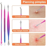 Kit d'outils d'extraction de points noirs, 10 pièces, outils poppers de boutons avec étui, ensemble d'outils d'extraction de boutons pour le visage et le nez