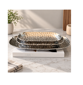 Bandeja de Servicio de Alimentos de Aluminio Martillado de Calidad Deluxe con Diseño Maravilloso para Servir Dulces y Chocolates Decorativos - Product Image 3