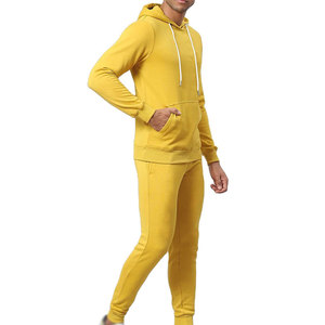 Ensemble de jogging jaune uni pour homme avec capuche |   Ensemble de survêtement en molleton couleur moutarde |   Sweat-shirt à capuche personnalisé et pantalon de jogging slim - Product Image 3