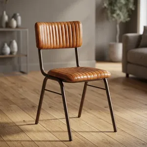 Modern Brown <b>Velvet</b> Upholstered <b>Dining</b> <b>Chair</b> with Vertical Channel Backrest <b>Black</b> Metal Legs Armless Padded Seat for <b>Dining</b> Room - Product Image 6