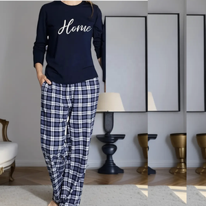 Costume de nuit imprimé en coton pour femme Lot de 2 vêtements de nuit, ensembles de pyjamas pour femmes Pyjamas en jersey motif imprimé col rond tricoté - Product Image 4