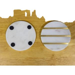 Nouveau Style laiton incrustation marbre sous-verres qualité Unique personnalisé pierre et métal incrustation élégant tapis et tampons cadeau - Product Image 1