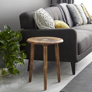 Wooden Three <b>Legs</b> Round <b>Coffee</b> <b>Table</b> Side <b>Table</b> with Pillars Plant Holder Natural Wood End <b>Table</b> <b>for</b> Living Room - Product Image 4