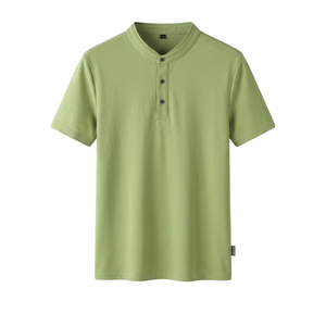 T-shirts en coton pour hommes, été, haute qualité, col rond simple, extensibles, unis, nouveaux hauts décontractés, streetwear, polos cool - Product Image 1