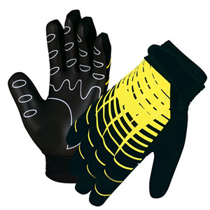 Gants de gardien de but de football unisexes, doigts entièrement couverts, paume antidérapante, matière PU respirante, design jaune et noir - Product Image 5