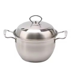 Casserole en acier inoxydable de qualité supérieure avec finition martelée, pot à soupe large avec couvercle en verre transparent, pot de cuisson - Product Image 4