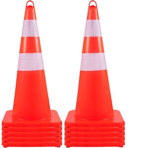 Coni di Sicurezza Arancioni in PVC da 28 Pollici con 2 Collari Riflettenti, 10 Pezzi, Base Appesantita, Prodotti per Segnalazione Stradale - Product Image 6