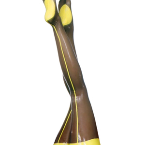 Collants opaques pour femmes, marron avec rayures jaunes, collants sexy, à porter tous les jours, toutes saisons - Product Image 5