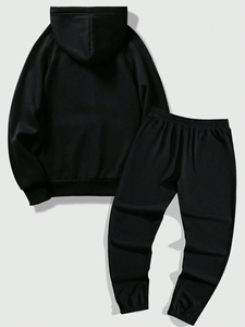 Ensemble survêtement personnalisé avec logo imprimé, coupe décontractée, strass brillants, pour un usage quotidien, comprenant un sweat à capuche et un pantalon de jogging. - Product Image 3