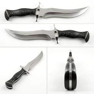 Cuchillo utilitario para exteriores de acero de Damasco hecho a mano con mango de madera de Burl oscuro para bricolaje y OEM - Product Image 5