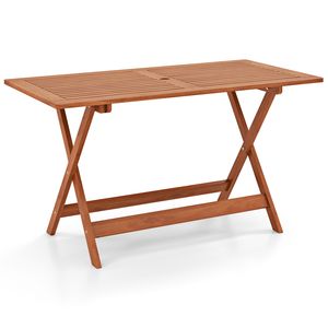 Mesa de comedor para patio de 54.5 pulgadas x 27.5 pulgadas con acabado en teca y orificio para sombrilla - Product Image 4