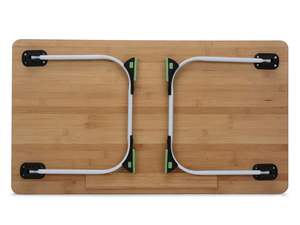 โต๊ะวางแล็ปท็อปไม้ไผ่ขนาดใหญ่พิเศษแบบพับได้อเนกประสงค์ โต๊ะอ่านหนังสือข้างเตียงพร้อมขาโลหะ - Product Image 2