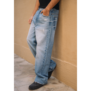 Jeans de Mezclilla Holgados y Rectos Personalizados con Bordado Estilo Hip Hop - Product Image 5