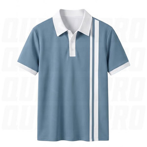 Camisa Polo Clásica para Hombre, con Bloques de Color Blanco y Azul, Logotipo de Caballo a Rayas, con Botones, Ropa Deportiva Casual de Verano, Manga Corta, para Golf - Product Image 2