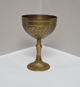 Vintage finished Marvellous ! Medieval-Inspired Chalice with Intricate Floral Engravings - Handcrafted Brass <b>Goblet</b> - Product Image 2
