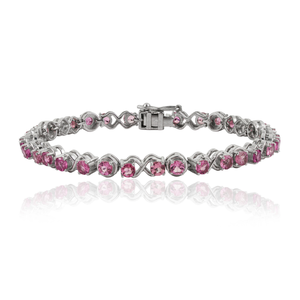 Gorgeous Design <b>Infinity</b> Knot Style 925 Sterling Silver 100% Authentic Pink Tourmaline Prong Set Tennis <b>Bracelet</b> - Product Image 1