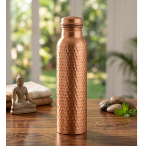 Hammered Texture Finish Sustainable Yoga/Gym Water <b>Bottle</b> Wholesale Supplier 100% Pure <b>Copper</b> <b>Drinking</b> <b>Bottle</b> - Product Image 1