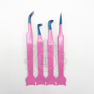 Vente chaude Pince à cils en acier inoxydable de haute qualité Rainbow Point Rose foncé Durable Plain Grip Logo Privé Option - Product Image 6