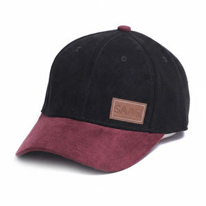 Casquette de baseball en daim avec logo personnalisé, luxe noir et bordeaux, style vintage, sportive, ajustable, chapeau de sport - Product Image 1