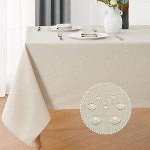 Tovaglia Rettangolare 4 Piedi 52x70 Pollici in Poliestere Effetto Lino Decorativa Lavabile Resistente alle Macchie e alle Pieghe TA - Product Image 1