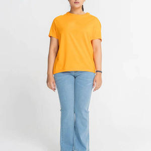 T-shirts décontractés surdimensionnés en coton polyester tricoté pour femmes, dernier design 2024, respirants, légers, 200g, écologiques - Product Image 2