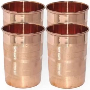 Copper Glass <b>Mirror</b> Polished Smooth Cylindrical Water Tumbler 400ml for Office <b>Desk</b>, Modern Restaurant & Cafe Use Copper Glass - Product Image 5