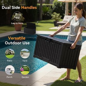 60 Gallon <b>Lockable</b> Resin Deck <b>Box</b> UV Resistant Waterproof Outdoor <b>Storage</b> Bin for Patio Cushions Portable 1 Pack - Product Image 4