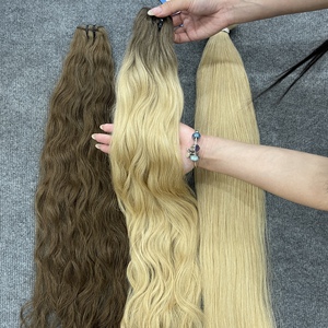 Extensions de cheveux humains Remy vietnamiens en gros, double trame cousue à la machine, double tirage, couleur foncée teinte - Product Image 5