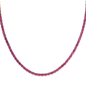 Collier tennis en rubis naturel ovale 6x4 mm, 16 pouces, 22 grammes, plaqué or, argent sterling 925, bijoux élégants et luxueux, cadeau - Product Image 3