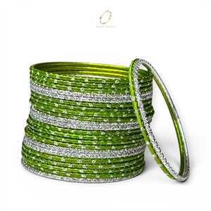 Juego de Brazaletes de Acero Inoxidable Verde para Niñas, Diseño de Lujo, Joyería de Moda India para Fiestas, Fabricante Mayorista - Product Image 2