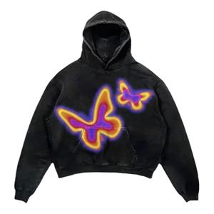 Nuevo color de peso pesado Denim puff impresión hombres sudaderas con capucha térmicas ropa sudadera streetwear Conjunto personalizado Sudadera con capucha unisex - Product Image 1