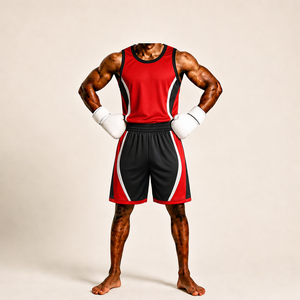 Ensemble de boxe en polyester pour l'entraînement avec gants, short et haut respirants toutes saisons - Product Image 6